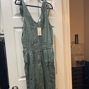 Sleeveless Sage Green Jumpsuit with Tie Straps